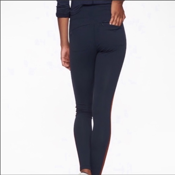 Athleta Track Tux Tight Leggings Stripe Navy Blue - size Medium - Picture 3 of 10